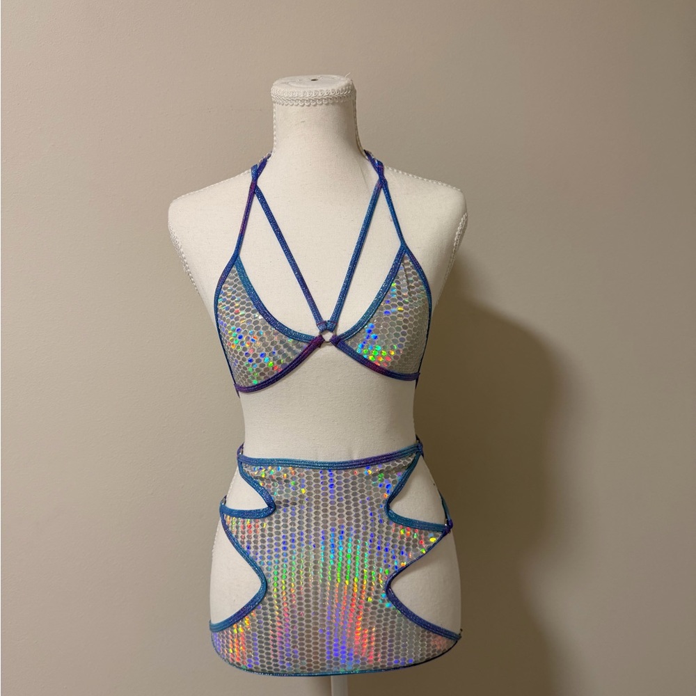 Two-Piece Holographic Rave/Festival Outfit